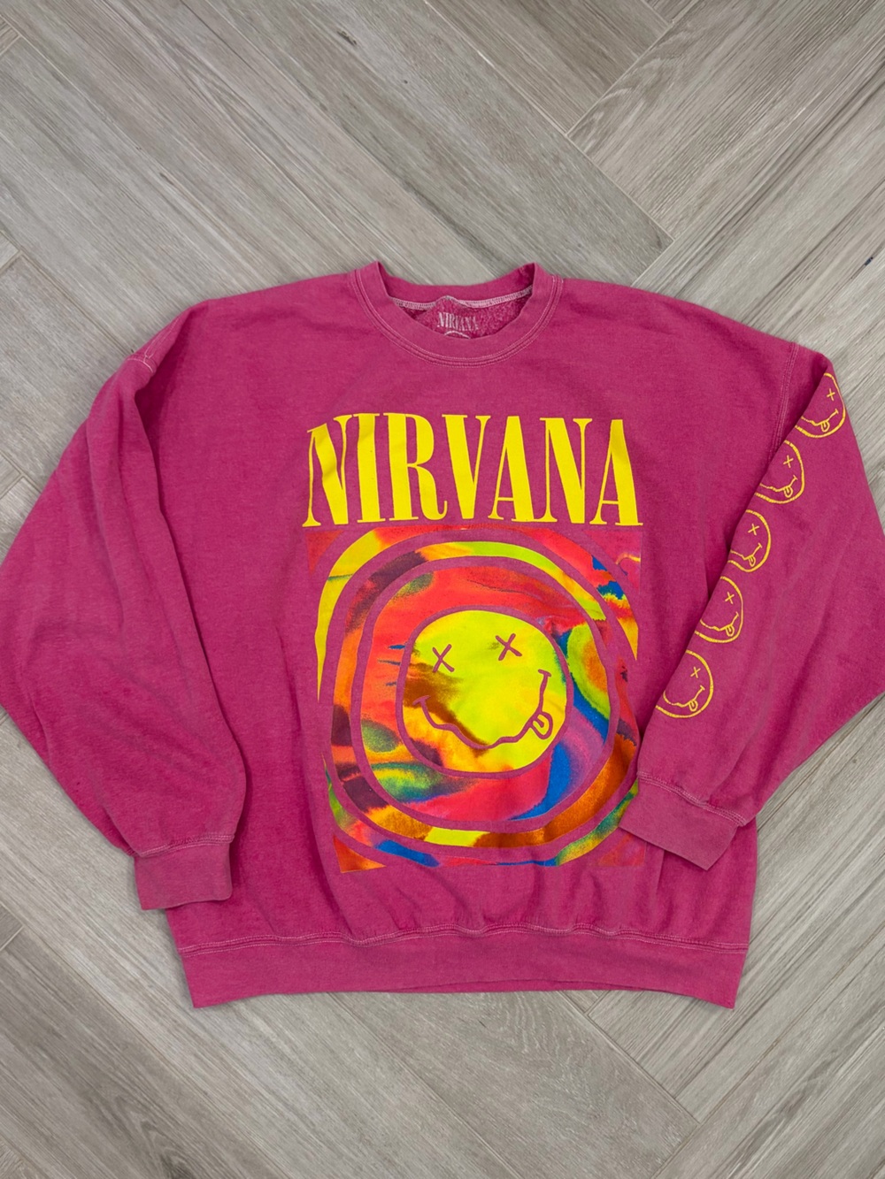 Urban Outfitters Nirvana Pink Graphic Crewneck Sweatshirt S/M